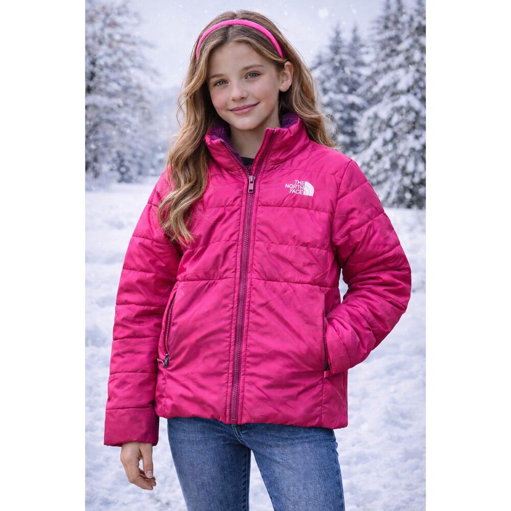The North Face Pink Girls Puffer Jacket Youth Size Large Barbiecore Y2K